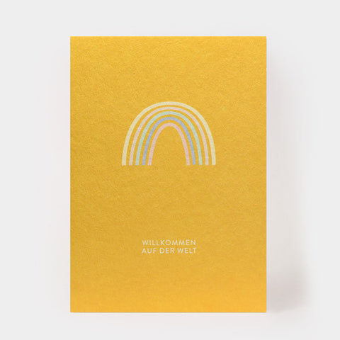 Postkarte 'Willkommen auf der Welt' – Regenbogen