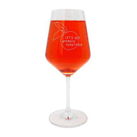 Aperolglas 'Let's get aperold together' pinke distel