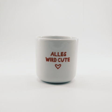 Porzellanbecher 'Alles wird cute' pinke distel