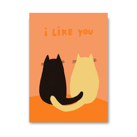 Postkarte 'i like you' – Katzen