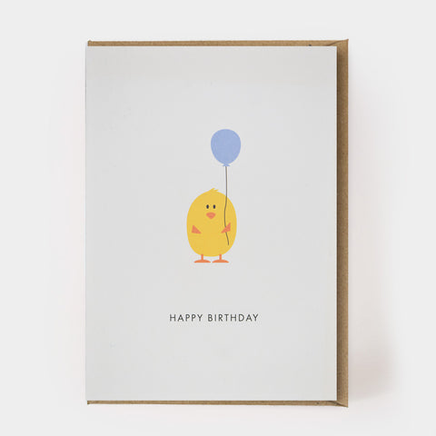 Klappkarte 'Happy Birthday' – Küken mit Ballon kartenmarie