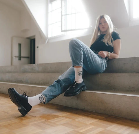 Tennissocken 'Liberté Egalité FCKAFD' – weiß Arrel