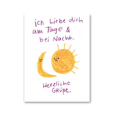 Postkarte 'Ich liebe Dich am Tage und bei Nacht'