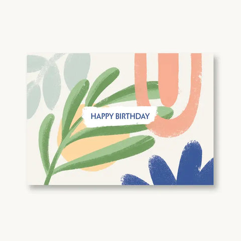 Postkarte 'Happy Birthday' – Blätter Mustermix 54 illustration