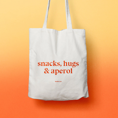 Jutebeutel 'Snacks Hugs & Aperol' studio ciao