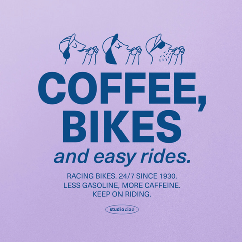 T-Shirt 'Coffee, Bikes & Easy Rides' studio ciao