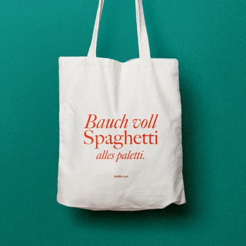 Jutebeutel 'Bauch voll Spaghetti, alles paletti' studio ciao
