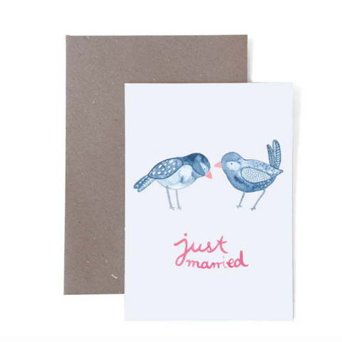 Klappkarte Hochzeit 'just married' – Vögel Frau Ottilie
