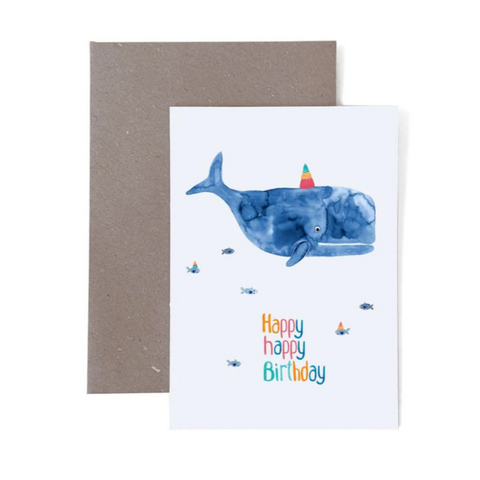 Klappkarte Geburtstag 'Happy happy Birthday' – Wal Frau Ottilie