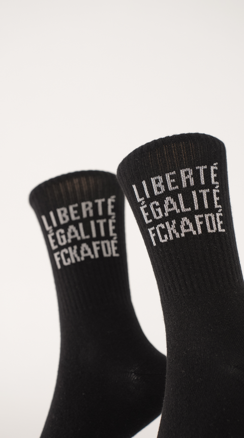 Tennissocken 'Liberté Egalité FCKAFD' – schwarz Arrel