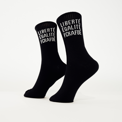 Tennissocken 'Liberté Egalité FCKAFD' – schwarz Arrel