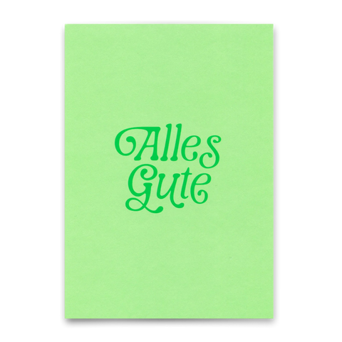 Postkarte 'Alles Gute' – Schriftzug grün Deli Cards