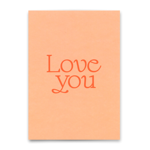 Postkarte 'Love you' – Schriftzug orange Deli Cards