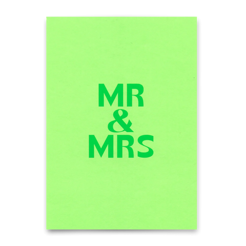 Postkarte 'Mr & Mrs' – Schriftzug grün Deli Cards