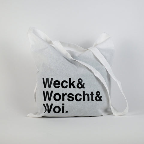 Jutebeutel 'Weck & Worscht & Woi' – weiß LIEBS.CO