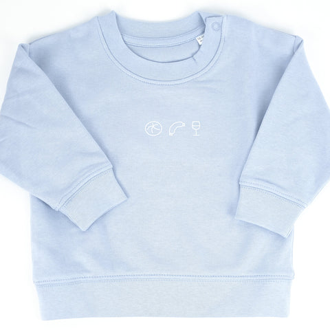 Babypullover 'Weck Worscht Woi' – hellblau Charles