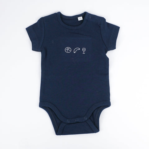 Babybody 'Weck Worscht Woi' – dunkelblau Charles