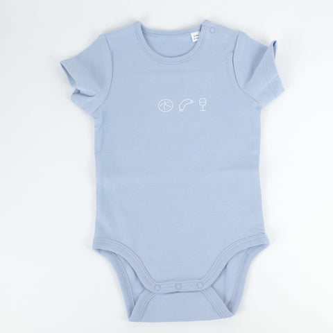 Babybody 'Weck Worscht Woi' – hellblau Charles