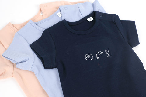 Babybody 'Weck Worscht Woi' – dunkelblau Charles