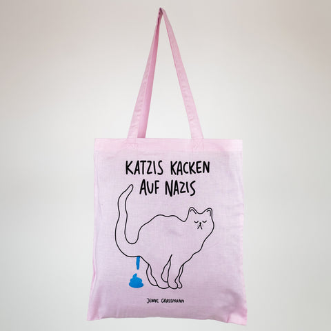 Jutebeutel 'Katzis kacken auf Nazis' - rosa Jenne Graßmann