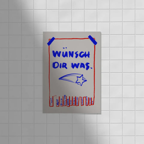 Postkarte 'Wünsch dir was' – Zettel mit Sternschnuppe Framboise und Ketchup