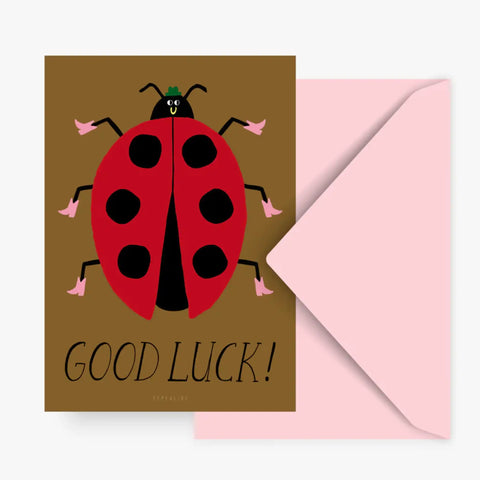 Postkarte 'Good Luck' – Marienkäfer