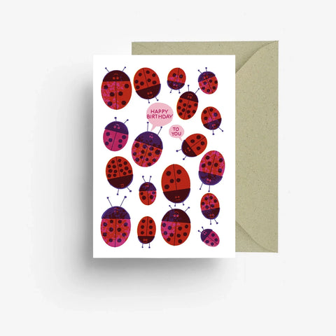 Klappkarte 'Happy Birthday to you' – Marienkäfer