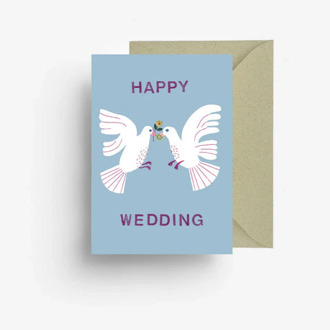 Klappkarte 'Happy Wedding' – Vögel jungwiealt