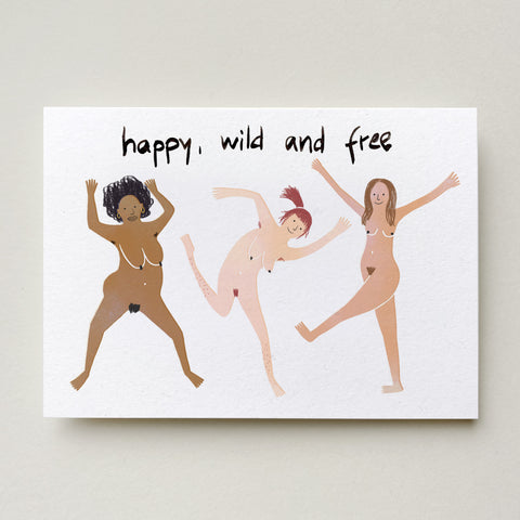 Postkarte 'Happy, wild and free' – women Farina Kuklinski
