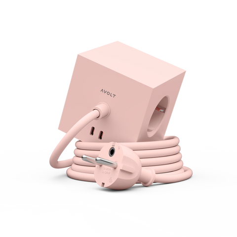 Steckdose 'Square 1' – Old Pink (mit Kabel) Avolt