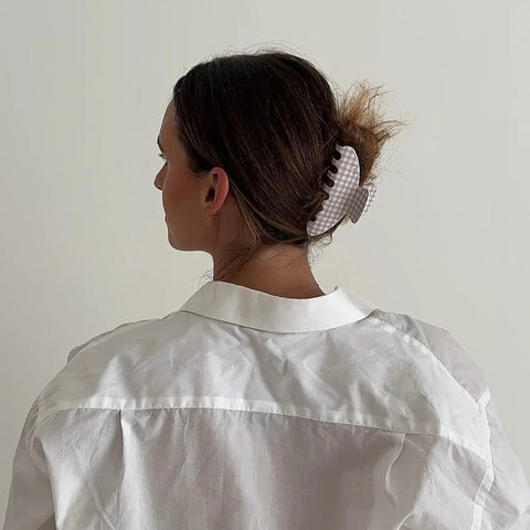 Haarklammer 'Matilda' – beige gingham Jona the Label