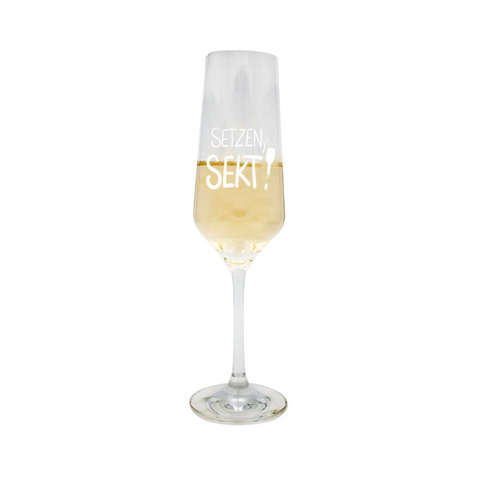 Sektglas 'Setzen, Sekt' pinke distel