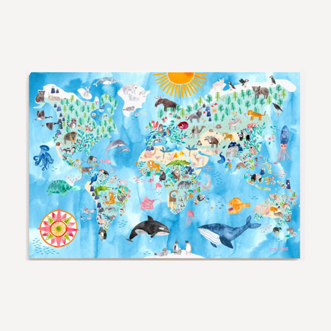 Poster 'Weltkarte der Tiere' Frau Ottilie