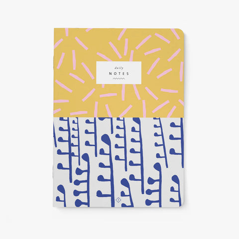 Notizheft 'Muster' – gelb/blau typealive
