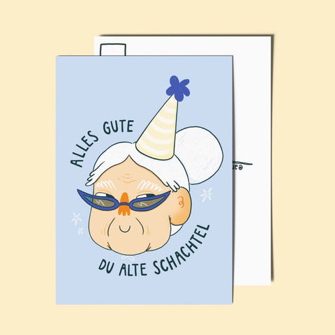 Postkarte 'Alles Gute du alte Schachtel'