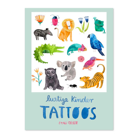 Lustige Kinder-Tattoos 'Wilde Tiere' Frau Ottilie