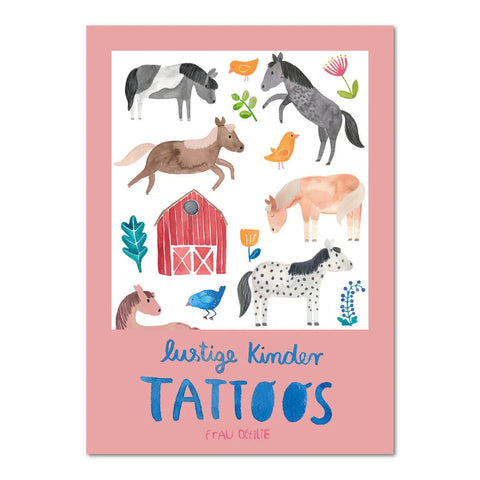 Lustige Kinder-Tattoos 'Pferde & Ponies' Frau Ottilie
