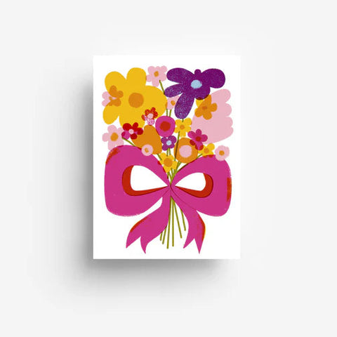 Postkarte 'Blumenstrauß' – Schleife jungwiealt