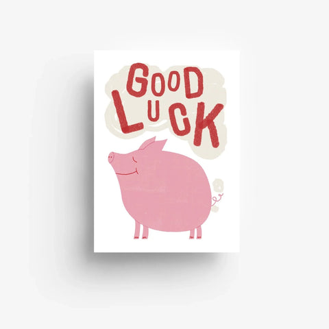 Postkarte 'Good Luck' – Schwein jungwiealt
