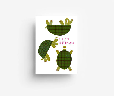 Postkarte 'Happy Birthday' – Schildkröten jungwiealt