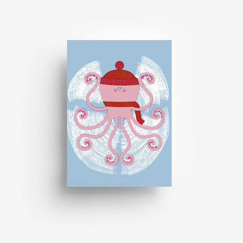 Postkarte 'Oktopus Schneeengel' jungwiealt