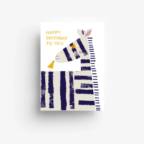 Postkarte 'Happy Birthday to you' – Zebra
