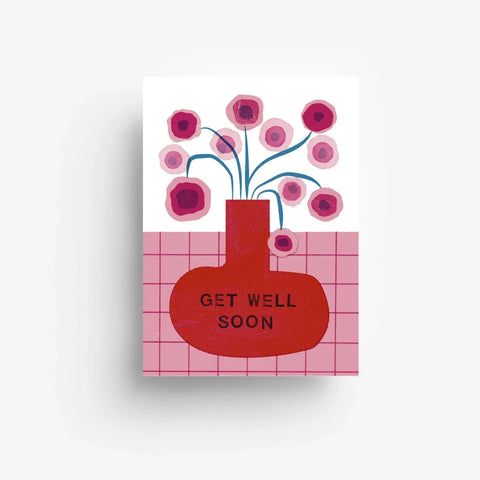 Postkarte 'Get well soon' – Blumenvase jungwiealt