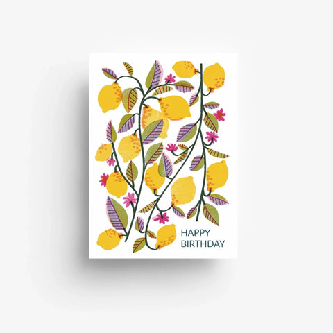 Postkarte 'Happy Birthday' – Zitronenzweige jungwiealt