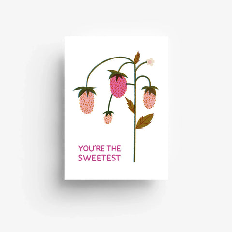 Postkarte 'You're the sweetest' – Erdbeeren jungwiealt