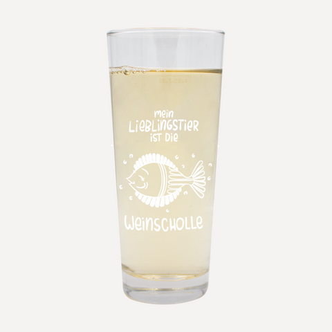Weinschorle-Glas 'Mein Lieblingstier ist die Weinscholle'