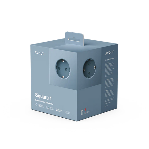 Steckdose 'Square 1' – Shark Blue (mit Kabel) Avolt