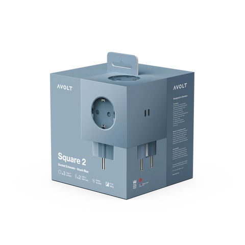 Steckdose 'Square 2' – Shark Blue (ohne Kabel) Avolt