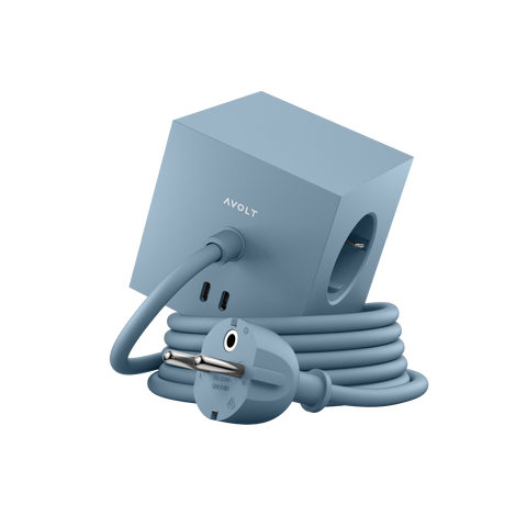 Steckdose 'Square 1' – Shark Blue (mit Kabel) Avolt