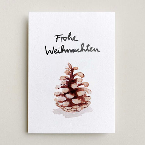 Postkarte 'Frohe Weihnachten' – Tannenzapfen
